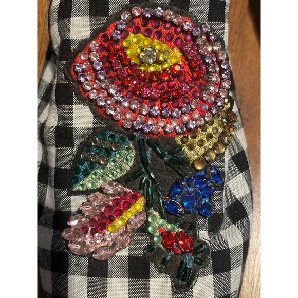 STEVE MADDEN Hydes Gingham Crystal Embellished Mules Slide Shoes Size 6.5 - Picture 2 of 5